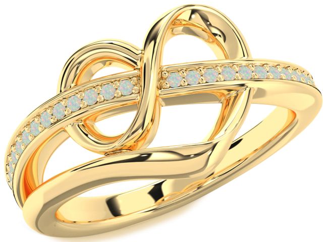 Opal Gold Infinity Heart Ring