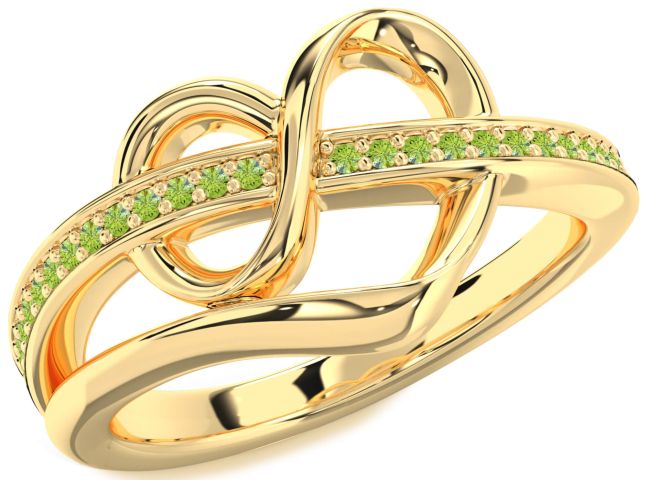 Peridot Gold Infinity Heart Ring