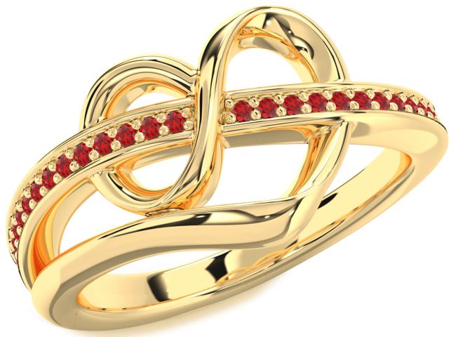 Ruby Gold Silver Infinity Heart Ring