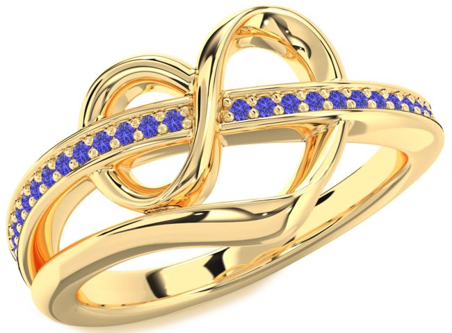 Tanzanite Gold Infinity Heart Ring