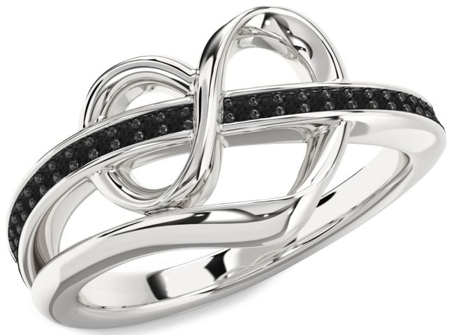 Black Diamond Platinum Infinity Heart Ring