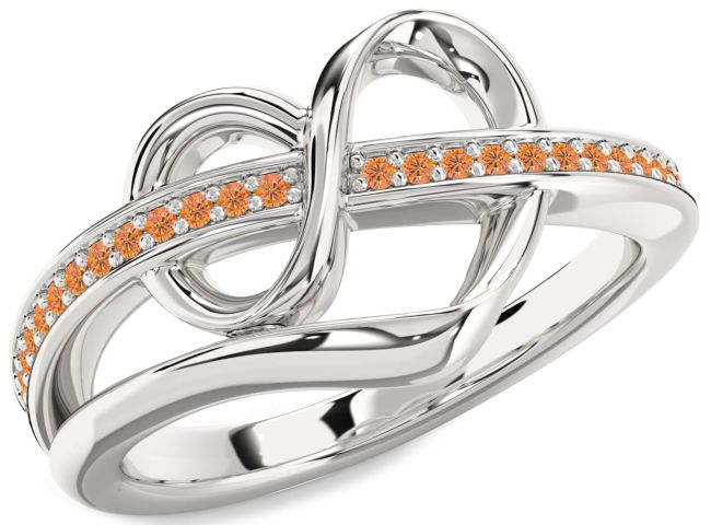 Citrine Silver Infinity Heart Ring