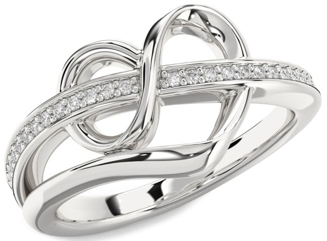 Lab Diamond Silver Infinity Heart Ring