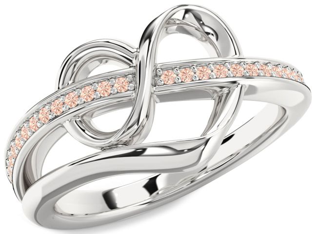 Morganite Silver Infinity Heart Ring