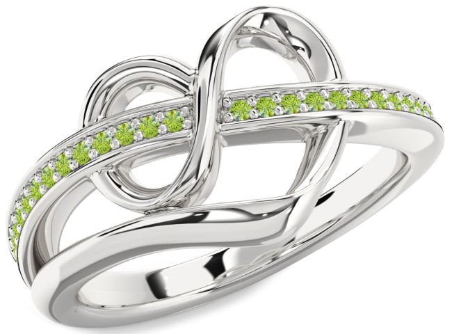 Peridot Silver Infinity Heart Ring