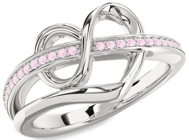 Rose Quartz Silver Infinity Heart Ring