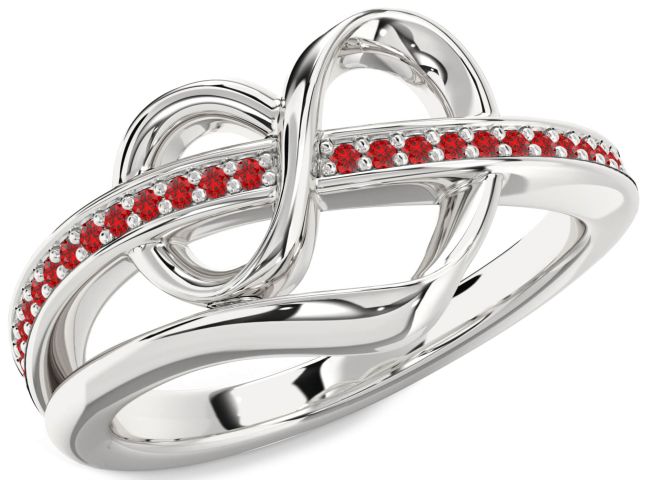 Ruby Platinum Infinity Heart Ring