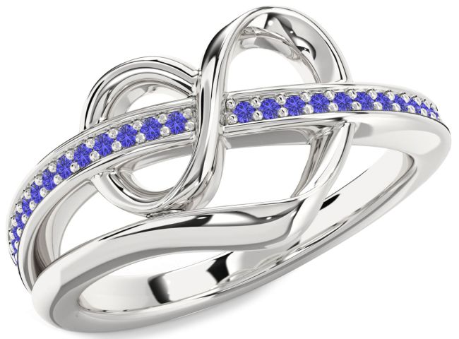 Tanzanite Silver Infinity Heart Ring