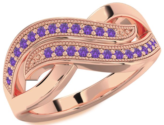 Amethyst Rose Gold Infinity Round Ring