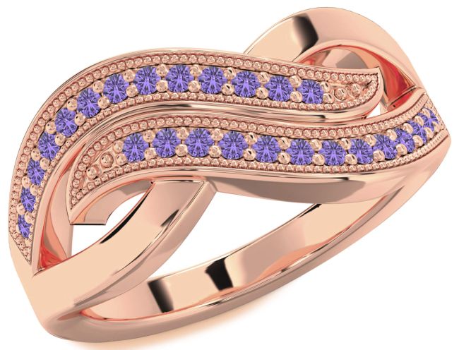 Alexandrite Rose Gold Silver Infinity Round Ring