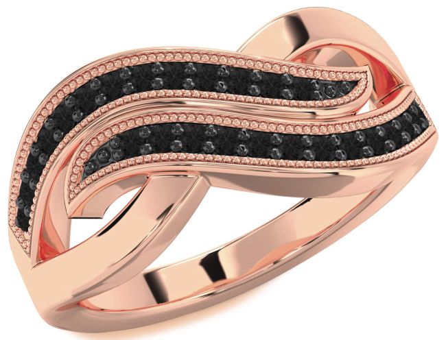 Black Diamond Rose Gold Infinity Round Ring