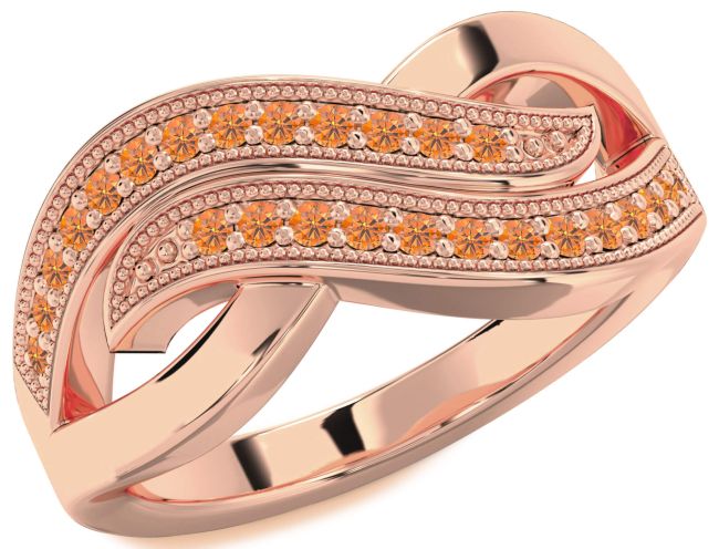 Citrine Rose Gold Infinity Round Ring