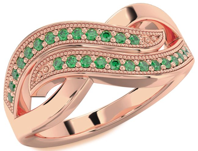 Emerald Rose Gold Infinity Round Ring