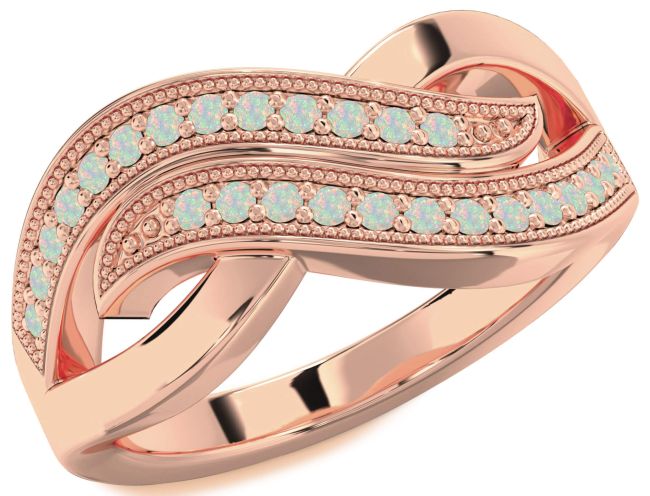 Opal Rose Gold Infinity Round Ring