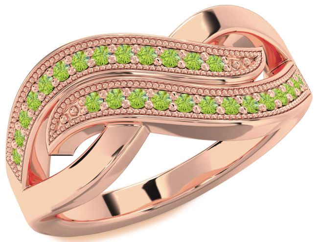 Peridot Rose Gold Infinity Round Ring