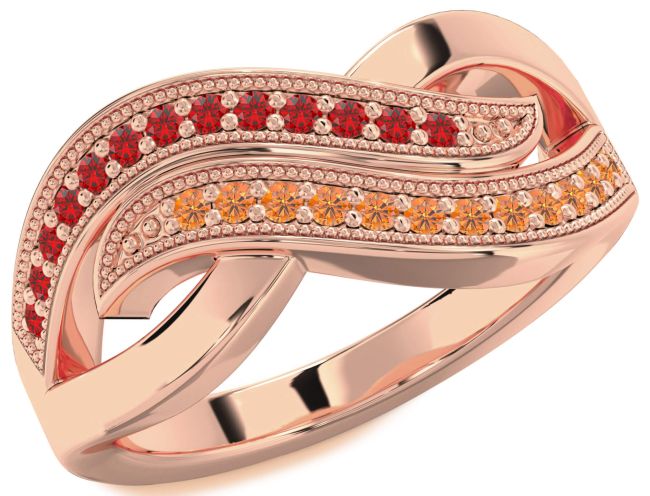 Ruby & Citrine Rose Gold Infinity Round Promise Ring
