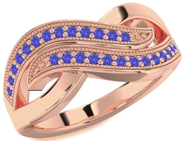 Tanzanite Rose Gold Infinity Round Ring