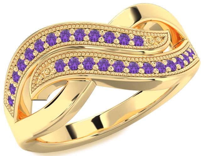 Amethyst Gold Infinity Round Ring