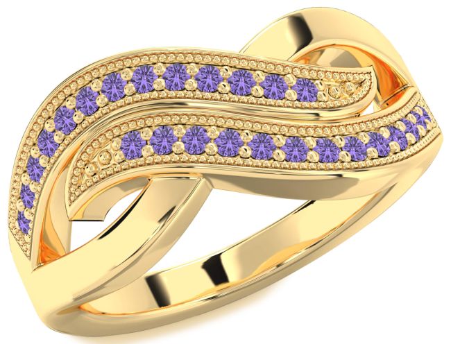 Alexandrite Gold Infinity Round Ring
