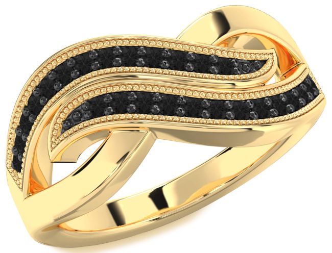 Black Diamond Gold Infinity Round Ring