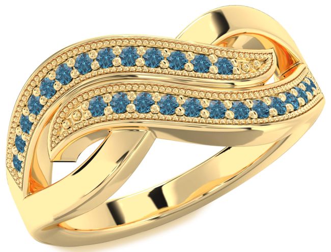 Blue Diamond Gold Infinity Round Ring