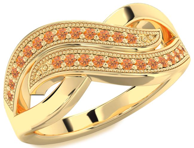 Citrine Gold Silver Infinity Round Ring