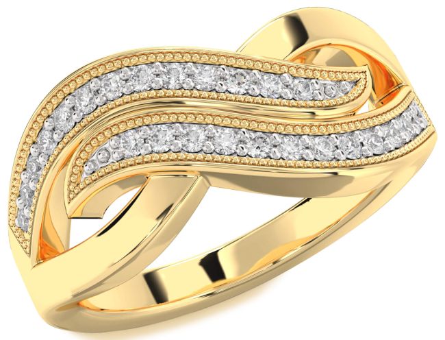 Diamond Gold Silver Infinity Round Ring