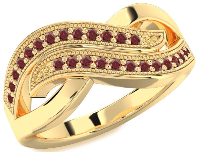 Garnet Gold Infinity Round Ring