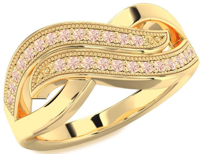 Morganite Gold Infinity Round Ring