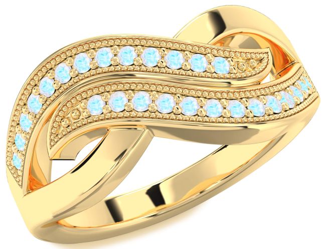 Moonstone Gold Silver Infinity Round Ring