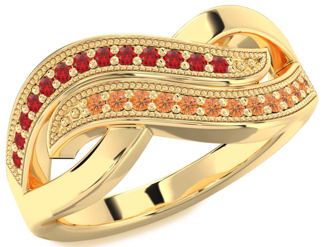 Ruby & Citrine Gold Infinity Round Promise Ring