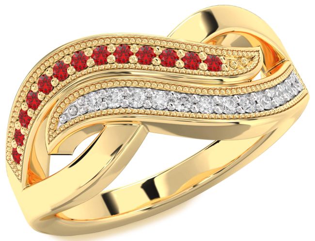 Diamond & Ruby Gold Infinity Round Promise Ring