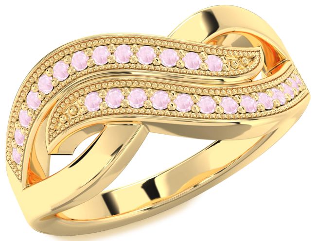 Rose Quartz Gold Infinity Round Ring