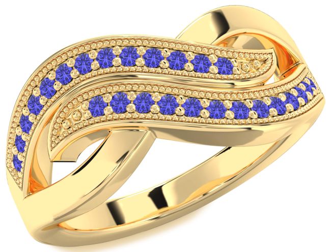 Tanzanite Gold Silver Infinity Round Ring