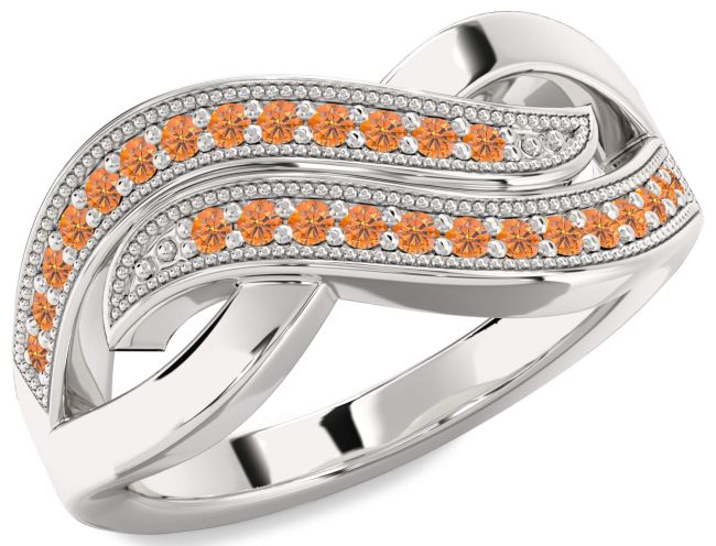 Citrine Silver Infinity Round Ring