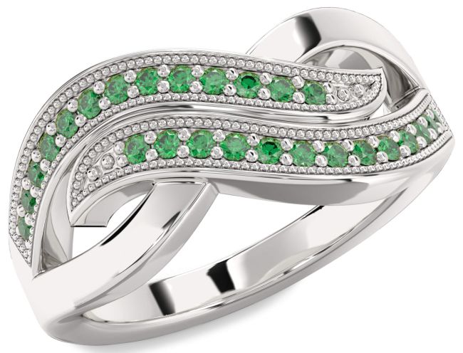 Emerald Platinum Infinity Round Ring