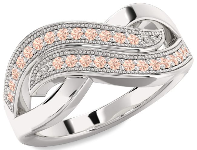 Morganite Platinum Infinity Round Ring