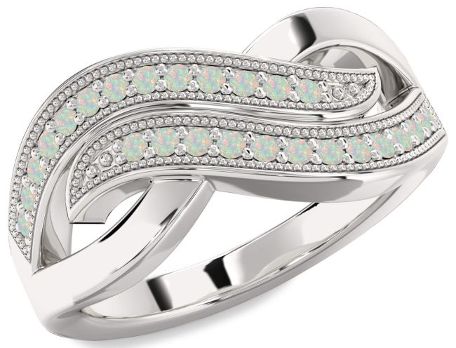 Opal Silver Infinity Round Ring
