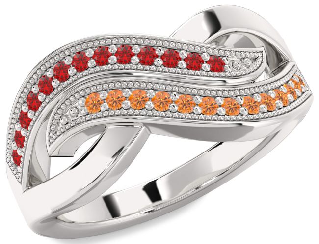 Ruby & Citrine Silver Infinity Round Promise Ring