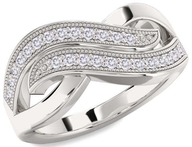 Salt & Pepper Diamond Silver Infinity Round Ring
