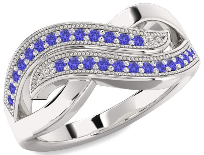 Tanzanite Silver Infinity Round Ring