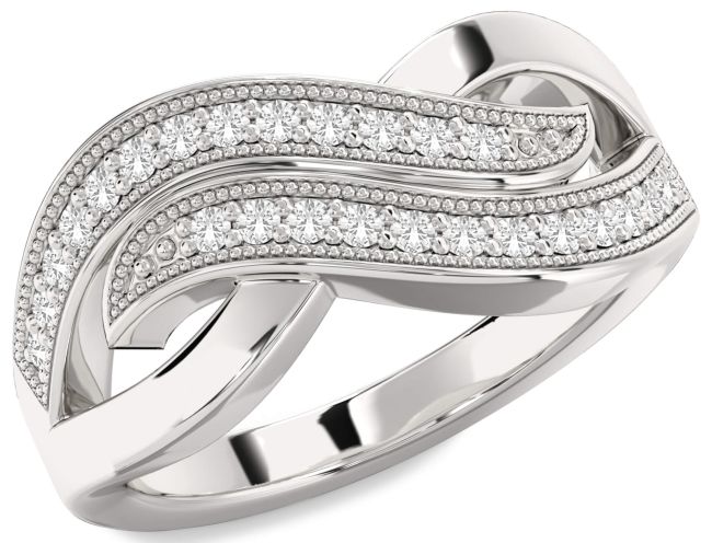White Sapphire Silver Infinity Round Ring