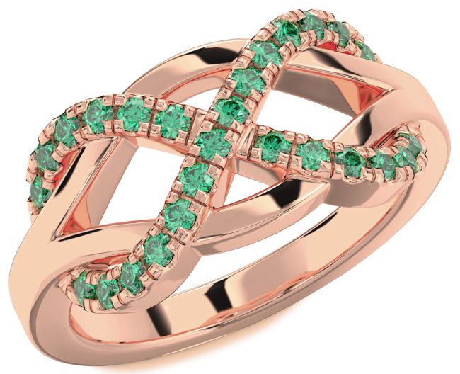 Emerald Rose Gold Silver Infinity Ring