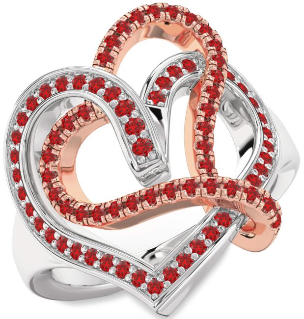 Ruby Rose Gold Silver Heart Ring