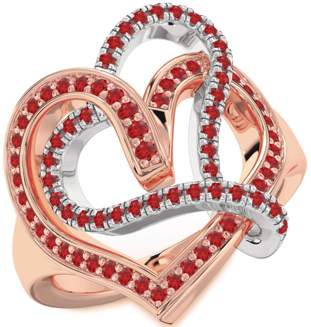 Ruby Rose Gold Silver Heart Ring