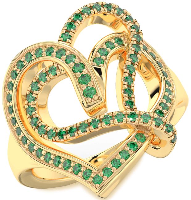 Emerald Gold Heart Ring