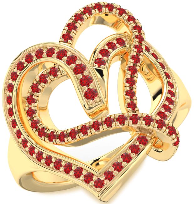 Ruby Gold Heart Ring