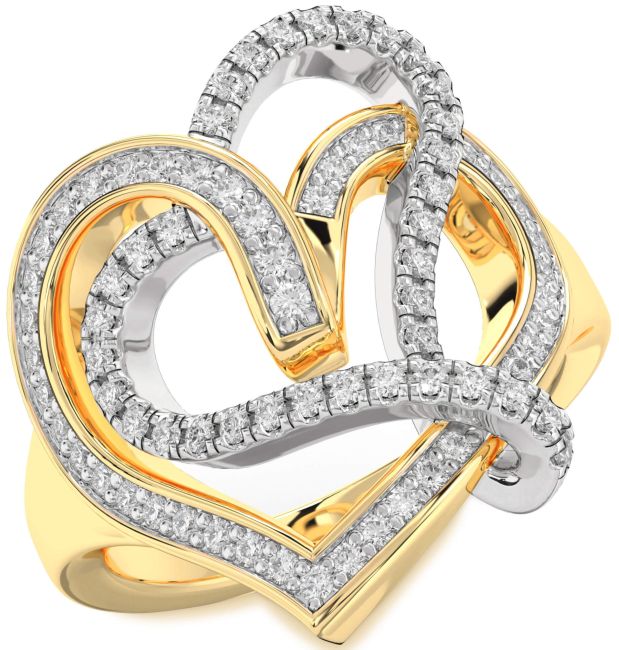 Diamond Platinum & Yellow Gold Heart Ring