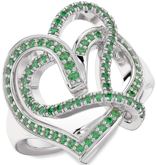 Emerald White Gold Heart Ring