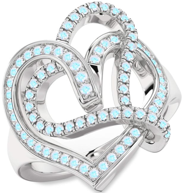 Moonstone Platinum Heart Ring